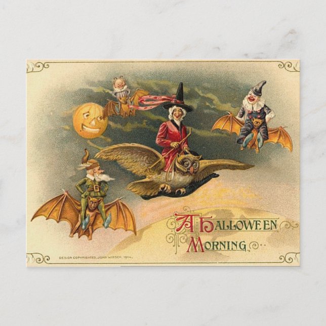 Vintage Ethereal Halloween Holiday Postcard (Front)