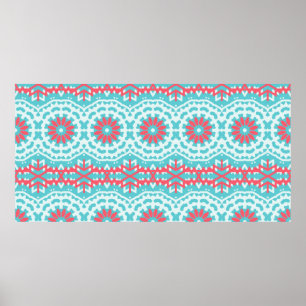 Vintage ethnic colourful bohemian pattern in brigh poster