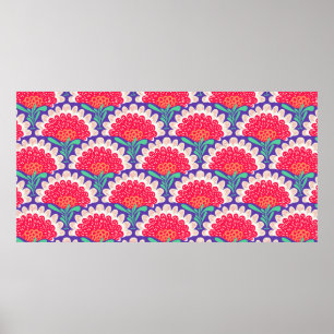 Vintage ethnic pattern with flowers. Floral design Poster