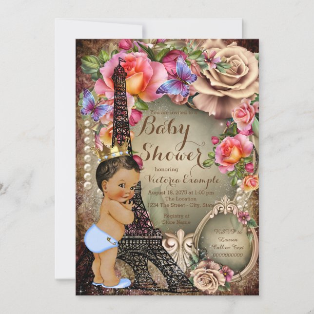 Vintage Ethnic Prince Paris Baby Shower Invitation (Front)