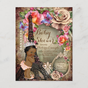 Vintage Ethnic Princess Paris Baby Shower Invitation