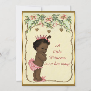 Vintage Ethnic Princess Roses & Hearts Baby Shower Invitation