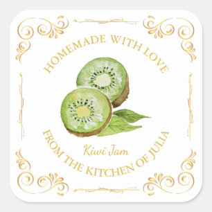 Vintage Étiquette Carré de confiture de Kiwi