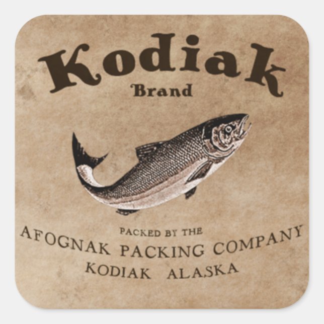 Vintage Étiquette Saumon Kodiak (Devant)