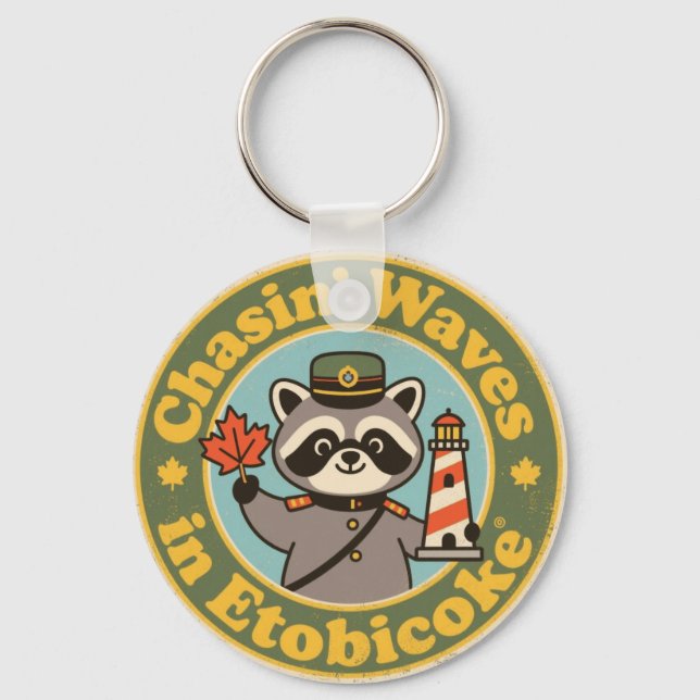 Vintage Etobicoke Lakeside Lighthouse Waves Keychain (Front)