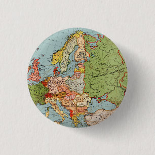 Vintage Europe 20th Century Bacon's Standard Map 1 Inch Round Button