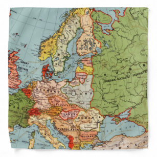 Vintage Europe 20th Century Bacon's Standard Map Bandana