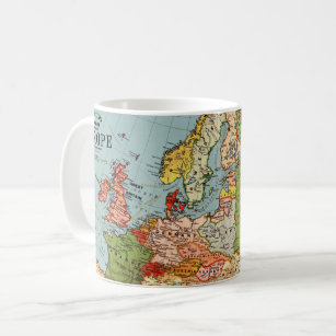 Vintage Europe 20th Century Bacon's Standard Map Coffee Mug