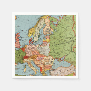 Vintage Europe 20th Century Bacon's Standard Map Napkin