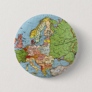 Vintage Europe 20th Century General Map 2 Inch Round Button