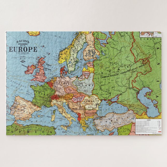 Vintage Europe 20th Century General Map Jigsaw Puzzle (Horizontal)