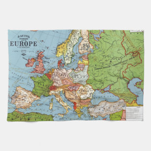 Vintage Europe 20th Century General Map Kitchen Towel