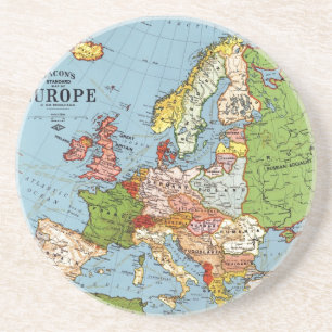 Vintage Europe 20th Century General Map Lithograph Coaster