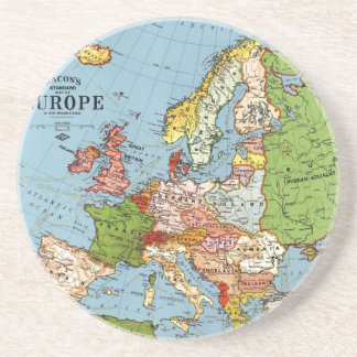 Vintage Europe 20th Century General Map Lithograph Coaster