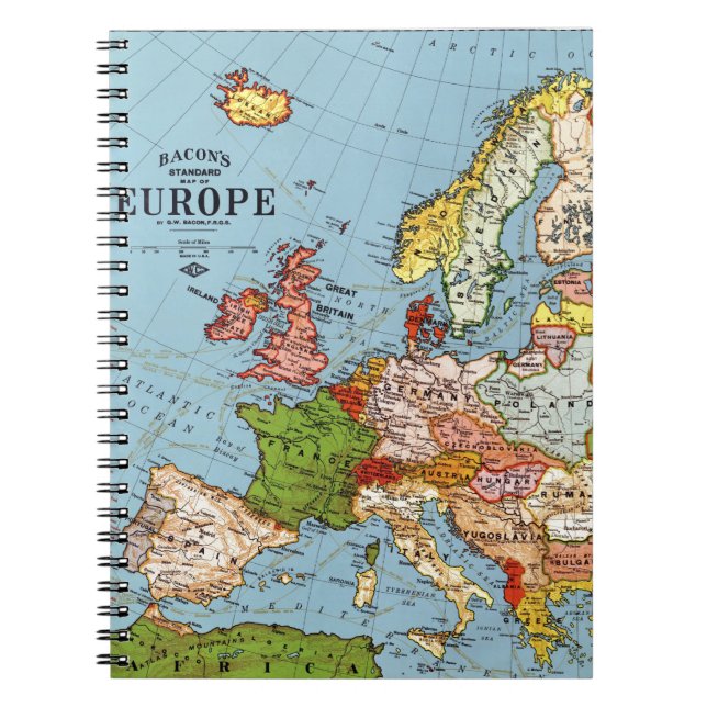 Vintage Europe 20th Century General Map Notebook (Front)