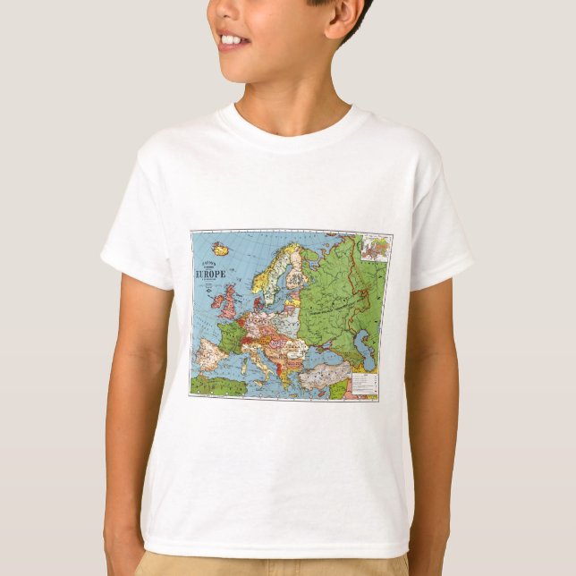 Vintage Europe 20th Century General Map T-Shirt (Front)