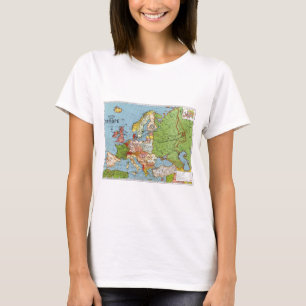 Vintage Europe 20th Century General Map T-Shirt
