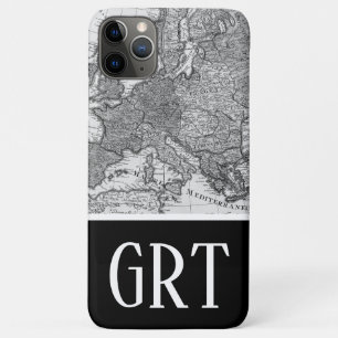 Vintage Europe Map, Antique Black and White Map iPhone 11 Pro Max Case