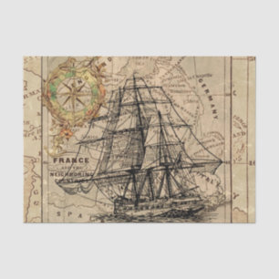 Vintage Europe Old Navigation Nautical Map Tissue Paper