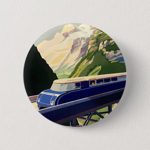 Vintage Europe Rail Travel 2 Inch Round Button