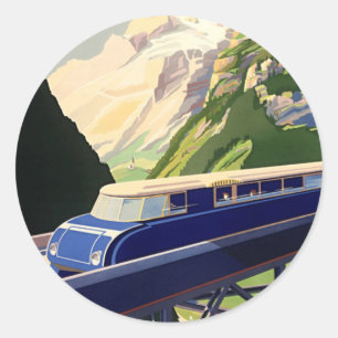 Vintage Europe Rail Travel Classic Round Sticker