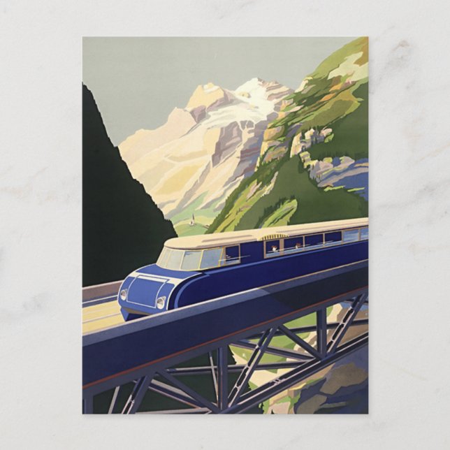 Vintage Europe Rail Travel Postcard (Front)