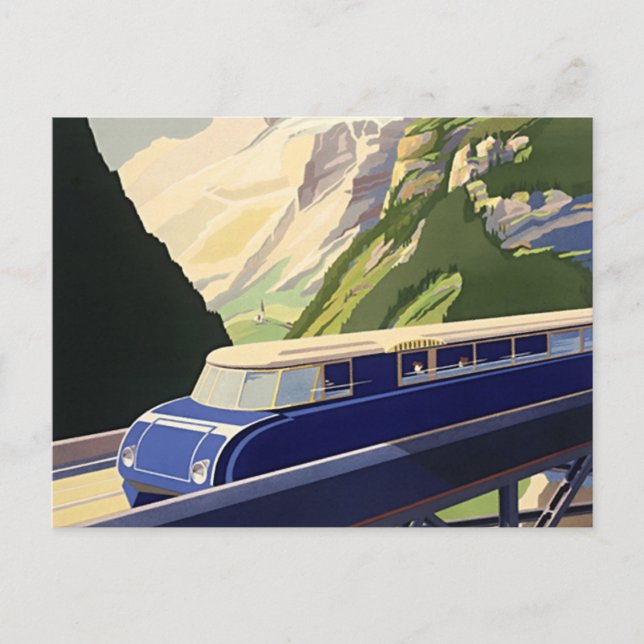 Vintage Europe Rail Travel Postcard (Front)