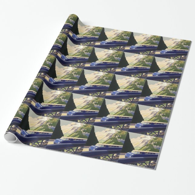Vintage Europe Rail Travel Wrapping Paper (Unrolled)