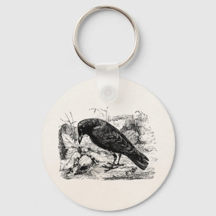 Vintage European Carrion Crow Bird Crows Birds Keychain
