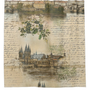 Vintage European River Scene - Handwritten Script