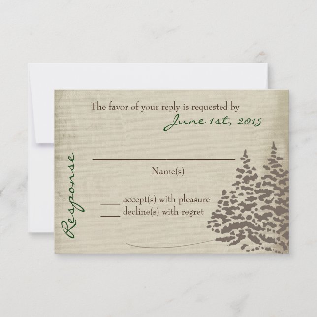 Vintage Evergreen Wedding Response Card (Front)