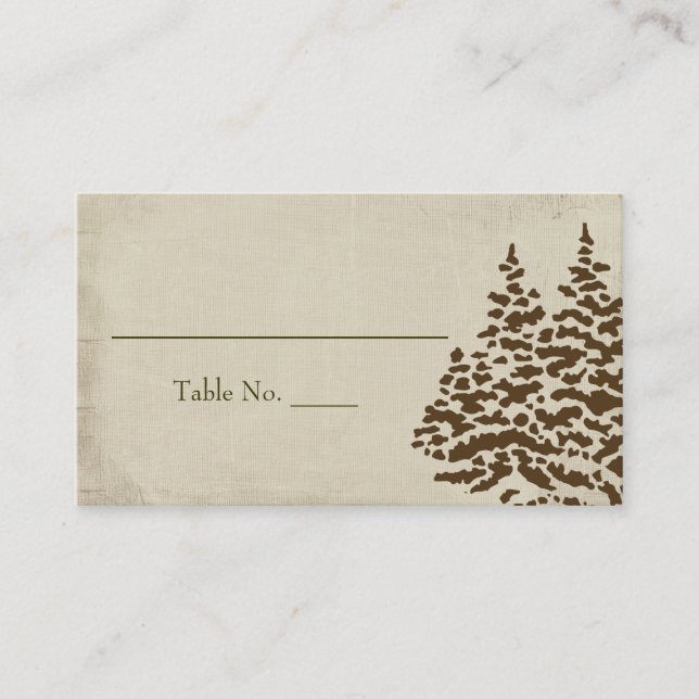 Vintage Evergreen Wedding Seating Cards (Front)