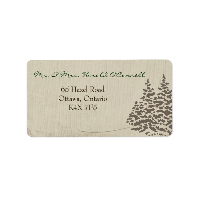 Vintage Evergreen Winter Wedding Address Label (Front)