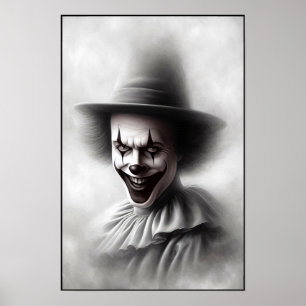 Vintage Evil Clown in Top Hat Poster