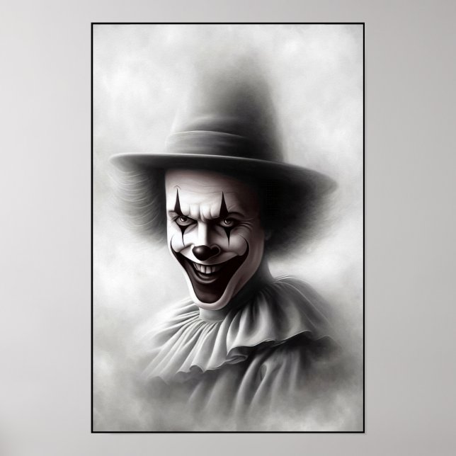Vintage Evil Clown in Top Hat Poster (Front)