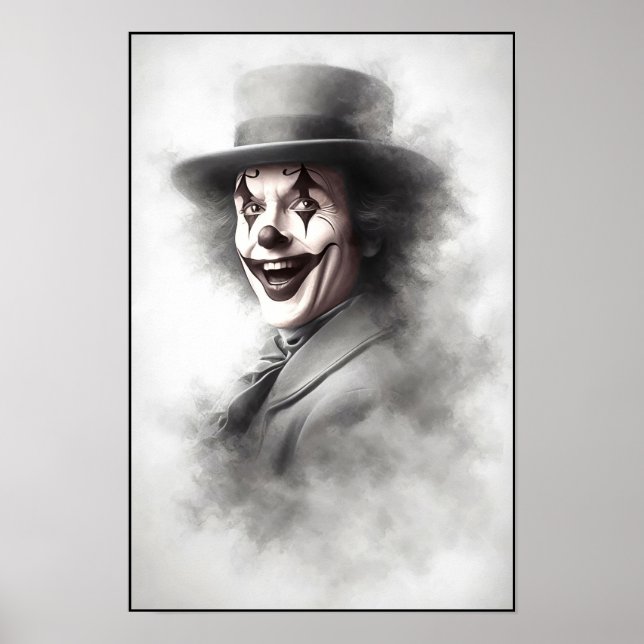 Vintage Evil Clown in Top Hat Poster (Front)