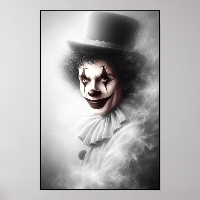 Vintage Evil Clown in Top Hat Poster (Front)