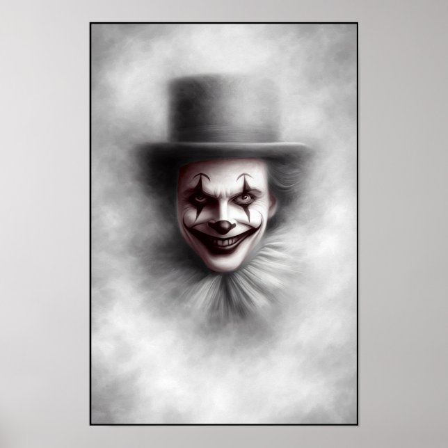 Vintage Evil Clown in Top Hat Poster (Front)