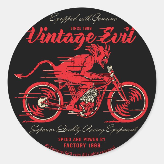 Vintage Evil VE018A Classic Round Sticker (Front)