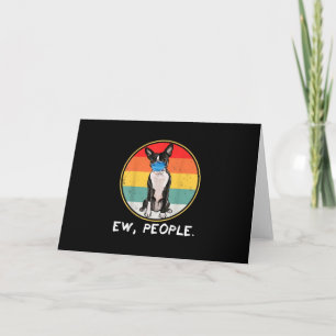 Vintage Ew People Boston Terrier Dog Wearing Face Thank You Card