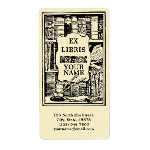 Vintage Ex Libris Book Shelves Template