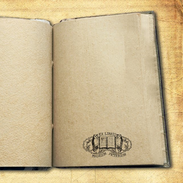 Vintage Ex Libris Owls, Book Rubber Stamp (Creator Uploaded)