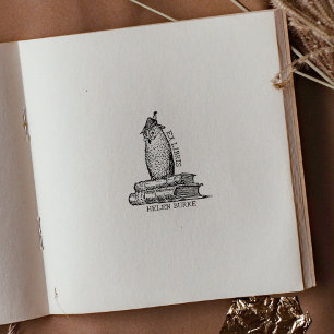 Vintage Ex Libris Owls, Custom Library Book Rubber Stamp