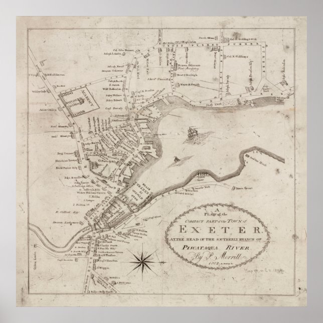 Vintage Exeter NH Map (1802) Poster (Front)