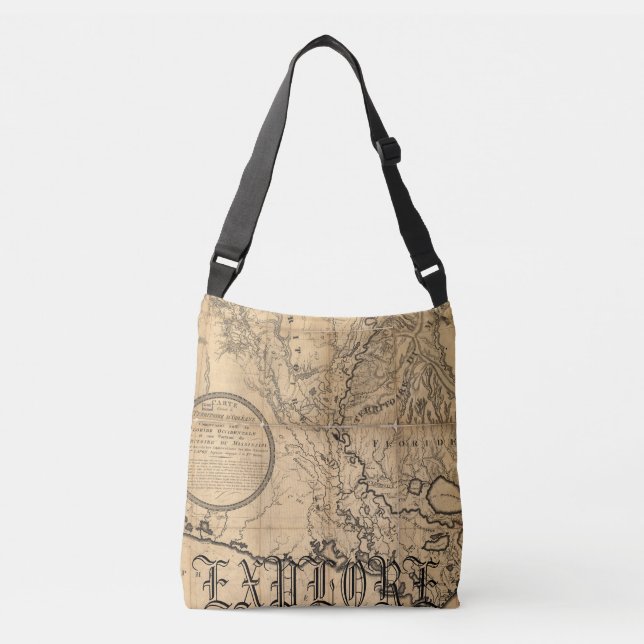 Vintage Explorer Louisiana Map Cross Body Bag (Front)