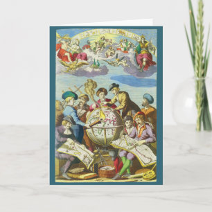 Vintage Explorers with Antique Globe Map, 1542 Card