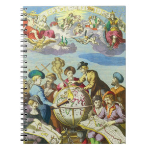 Vintage Explorers with Antique Globe Map, 1542 Notebook