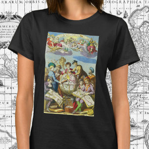 Vintage Explorers with Antique Globe Map, 1542 T-Shirt