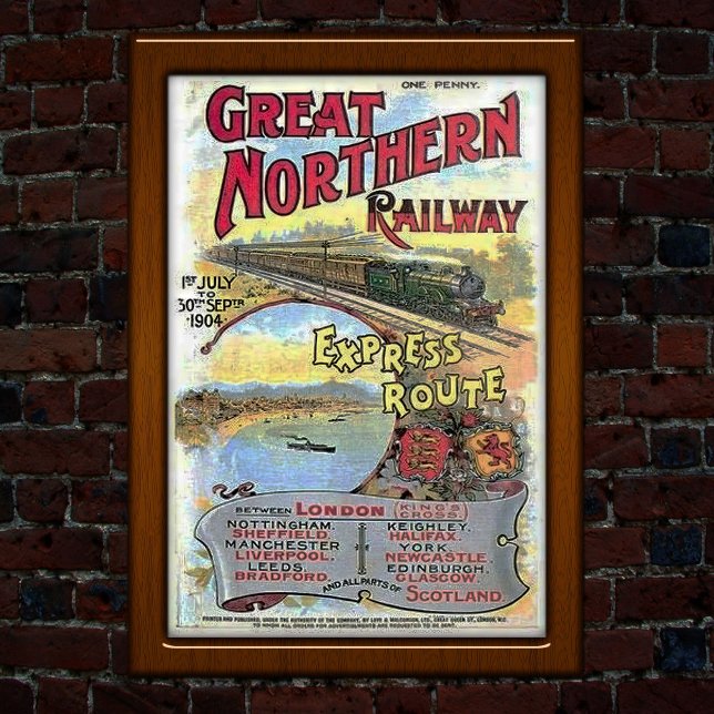 Vintage Express Route Train Travel Advertising Poster (Creator Uploaded)