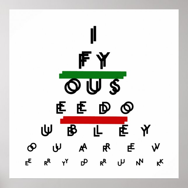 Vintage Eye Chart Man Cave Poster (Front)